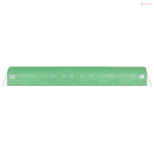 Zöld acélvázas melegház 28 m² 14 x 2 x 2 m