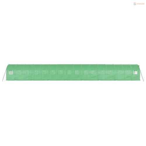 Zöld acélvázas melegház 32 m² 16 x 2 x 2 m