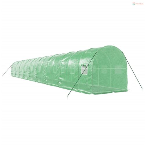 Zöld acélvázas melegház 36 m² 18 x 2 x 2 m
