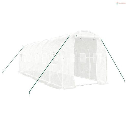 Fehér acélvázas melegház 12 m² 6 x 2 x 2 m