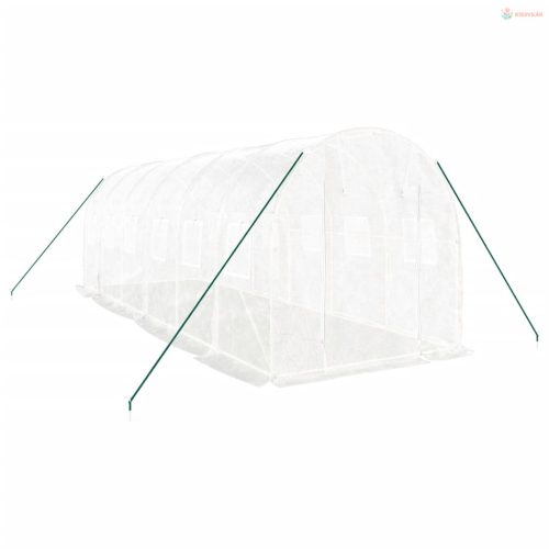 Fehér acélvázas melegház 12 m² 6 x 2 x 2 m