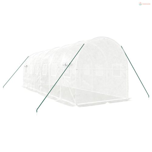 Fehér acélvázas melegház 12 m² 6 x 2 x 2 m