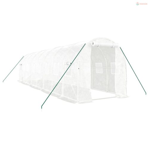 Fehér acélvázas melegház 16 m² 8 x 2 x 2 m