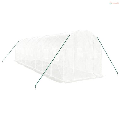 Fehér acélvázas melegház 16 m² 8 x 2 x 2 m