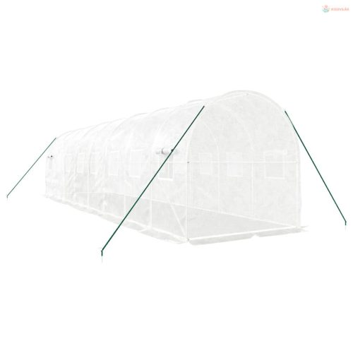 Fehér acélvázas melegház 16 m² 8 x 2 x 2 m