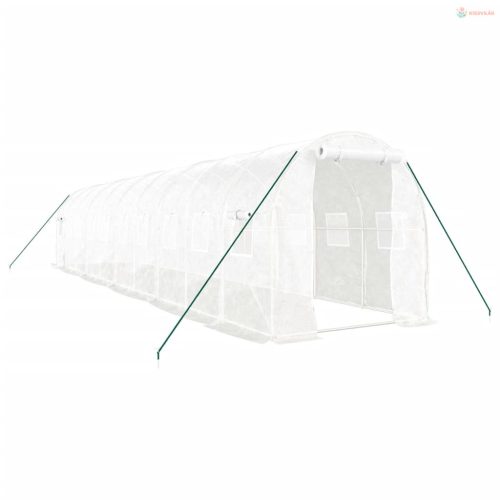 Fehér acélvázas melegház 20 m² 10 x 2 x 2 m