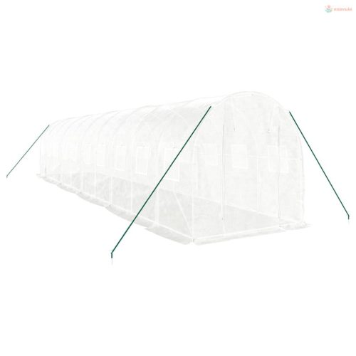 Fehér acélvázas melegház 20 m² 10 x 2 x 2 m