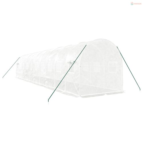 Fehér acélvázas melegház 20 m² 10 x 2 x 2 m