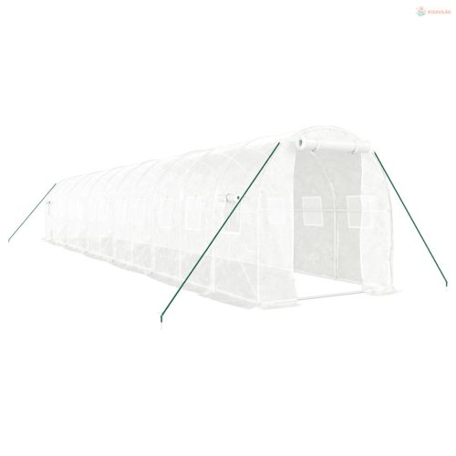 Fehér acélvázas melegház 24 m² 12x2x2 m