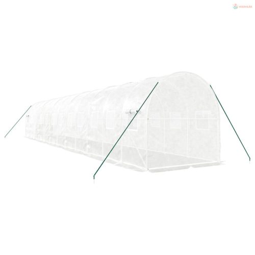 Fehér acélvázas melegház 24 m² 12x2x2 m