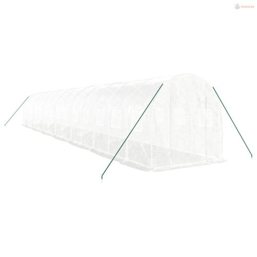 Fehér acélvázas melegház 28 m² 14 x 2 x 2 m