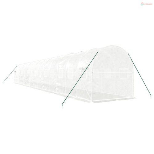 Fehér acélvázas melegház 28 m² 14 x 2 x 2 m