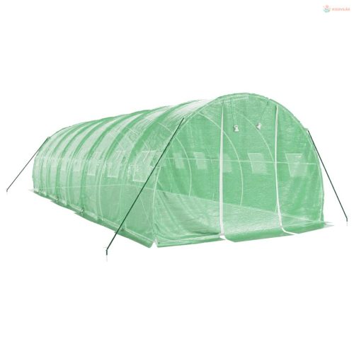 Zöld acélvázas melegház 24 m² 8 x 3 x 2 m