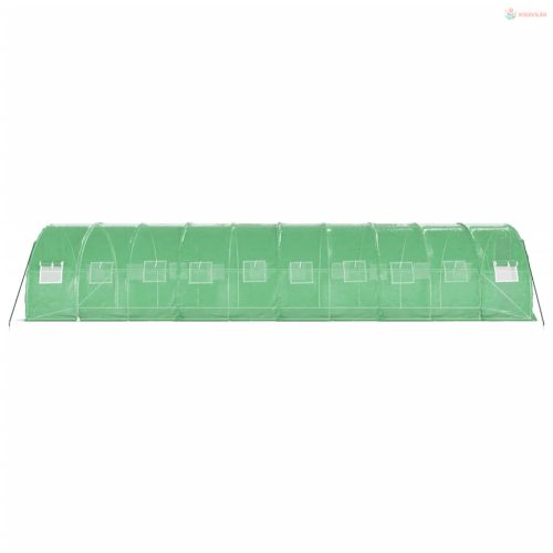 Zöld acélvázas melegház 30 m² 10 x 3 x 2 m