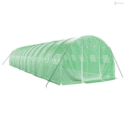 Zöld acélvázas melegház 36 m² 12 x 3 x 2 m