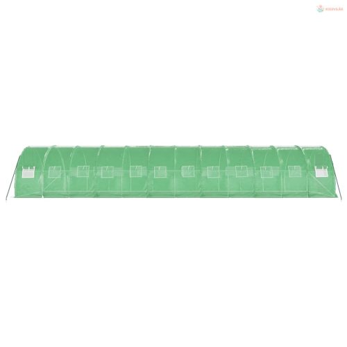 Zöld acélvázas melegház 36 m² 12 x 3 x 2 m