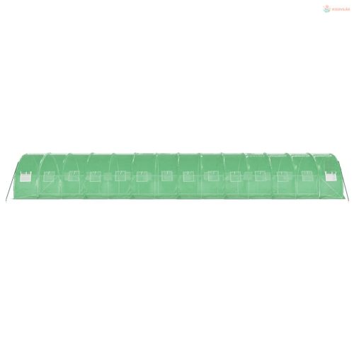 Zöld acélvázas melegház 42 m² 14 x 3 x 2 m