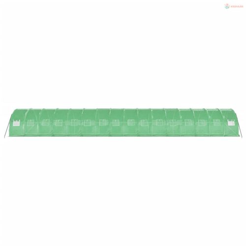 Zöld acélvázas melegház 48 m² 16 x 3 x 2 m