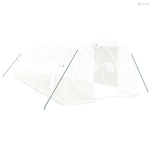 Fehér acélvázas melegház 24 m² 8x3x2 m