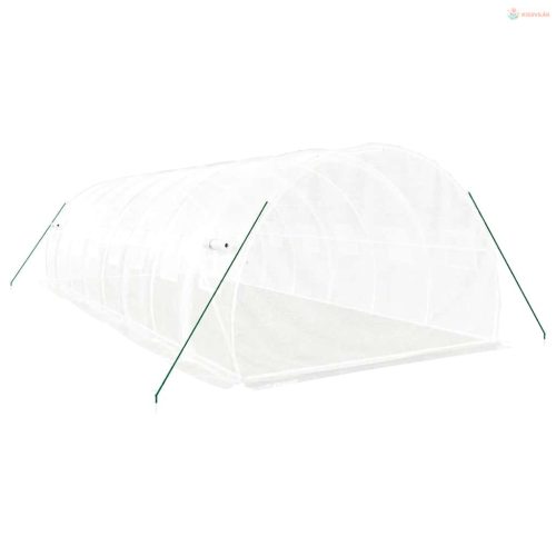 Fehér acélvázas melegház 24 m² 8x3x2 m