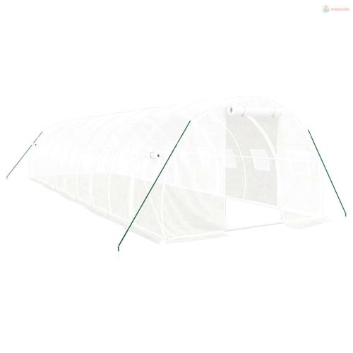 Fehér acélvázas melegház 30 m² 10x3x2 m