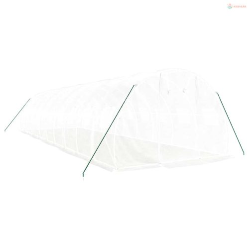 Fehér acélvázas melegház 30 m² 10x3x2 m