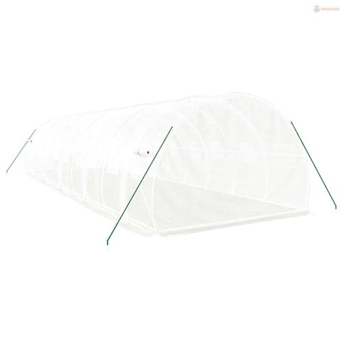 Fehér acélvázas melegház 30 m² 10x3x2 m