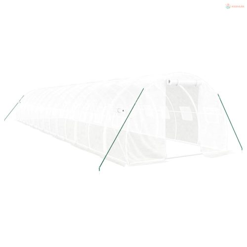 Fehér acélvázas melegház 42 m² 14 x 3 x 2 m