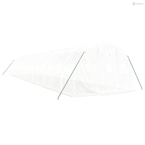 Fehér acélvázas melegház 42 m² 14 x 3 x 2 m