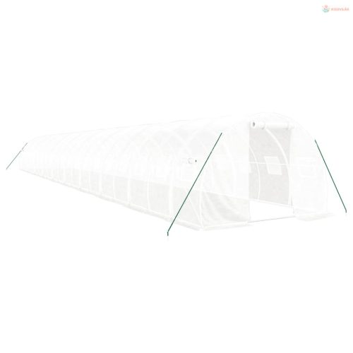 Fehér acélvázas melegház 60 m² 20x3x2 m