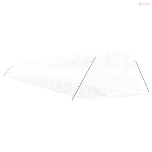 Fehér acélvázas melegház 60 m² 20x3x2 m