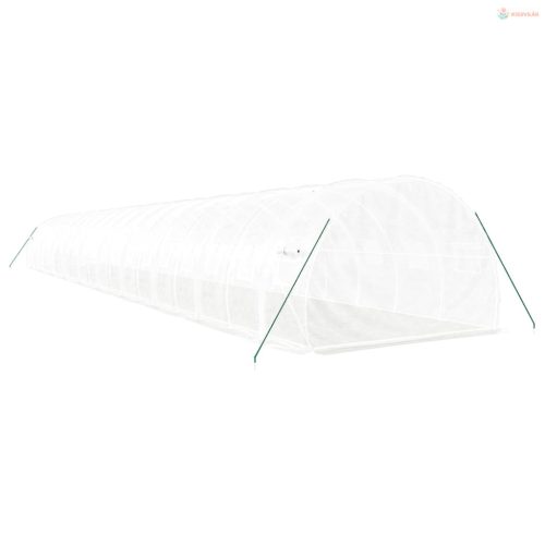 Fehér acélvázas melegház 60 m² 20x3x2 m