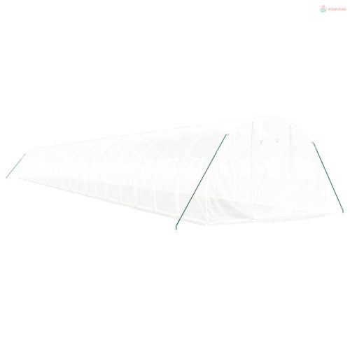 Fehér acélvázas melegház 66 m² 22x3x2 m