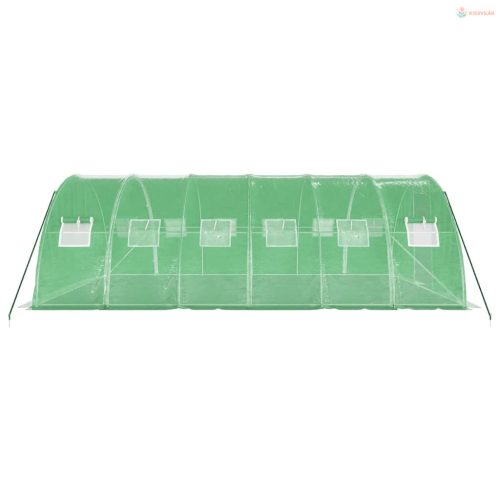 Zöld acélvázas melegház 24 m² 6 x 4 x 2 m