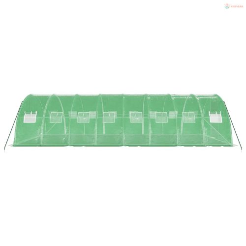 Zöld acélvázas melegház 32 m² 8 x 4 x 2 m