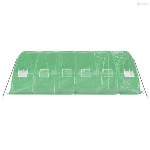 Zöld acélvázas melegház 30 m² 6 x 5 x 2,3 m