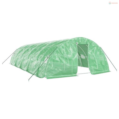 Zöld acélvázas melegház 50 m² 10 x 5 x 2,3 m