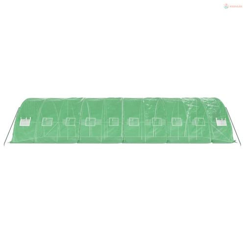 Zöld acélvázas melegház 50 m² 10 x 5 x 2,3 m