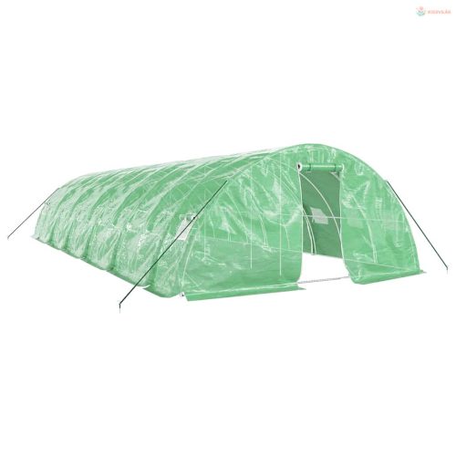 Zöld acélvázas melegház 60 m² 12 x 5 x 2,3 m