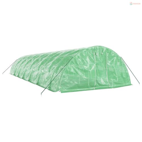 Zöld acélvázas melegház 70 m² 14 x 5 x 2,3 m