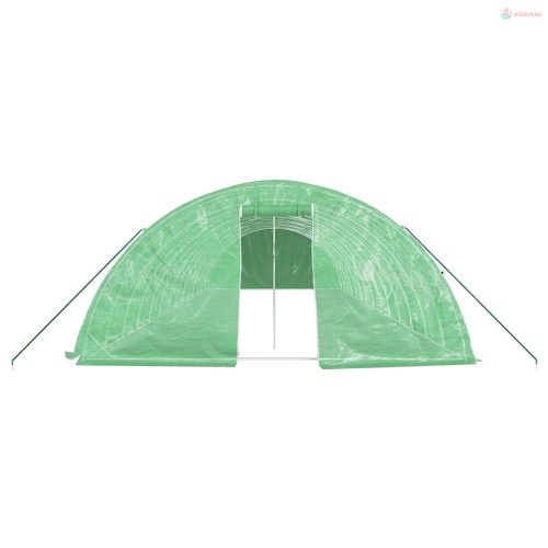 Zöld acélvázas melegház 70 m² 14 x 5 x 2,3 m