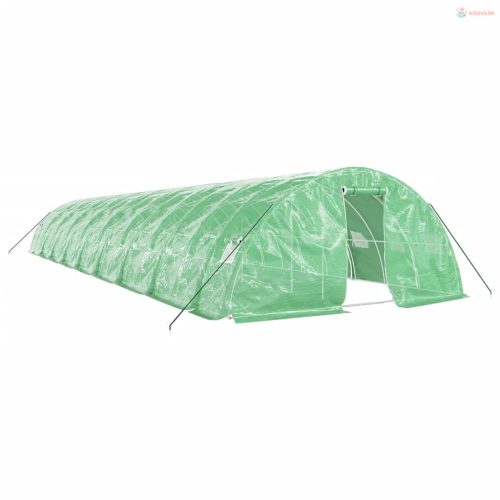 Zöld acélvázas melegház 90 m² 18 x 5 x 2,3 m