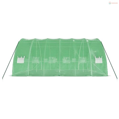 Zöld acélvázas melegház 36 m² 6 x 6 x 2,85 m