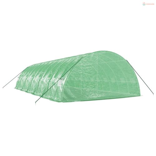 Zöld acélvázas melegház 72 m² 12 x 6 x 2,85 m