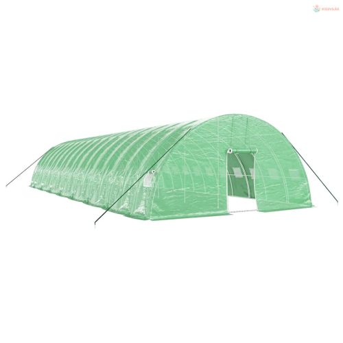 Zöld acélvázas melegház 96 m² 16 x 6 x 2,85 m