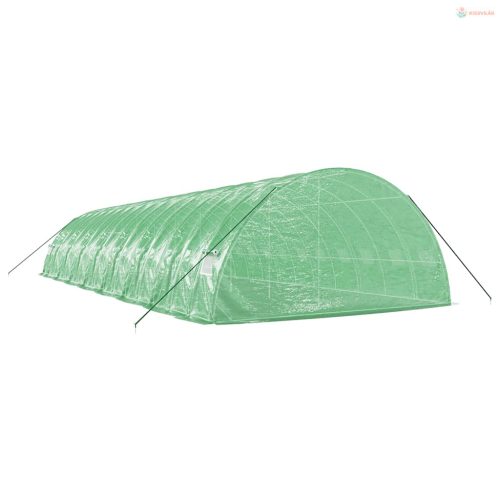 Zöld acélvázas melegház 96 m² 16 x 6 x 2,85 m