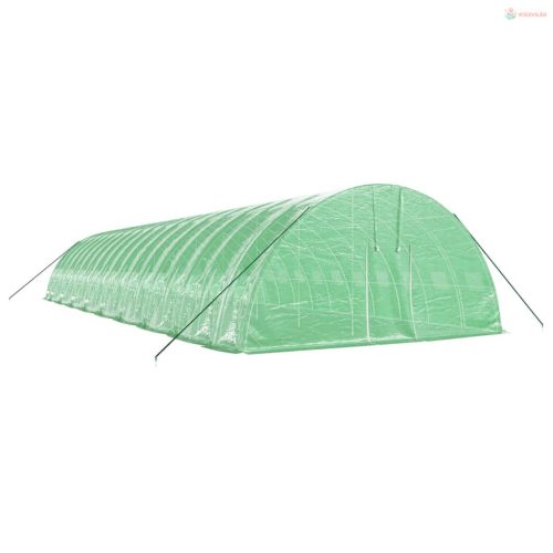 Zöld acélvázas melegház 108 m² 18 x 6 x 2,85 m