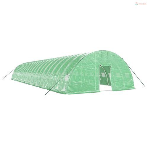 Zöld acélvázas melegház 120 m² 20 x 6 x 2,85 m