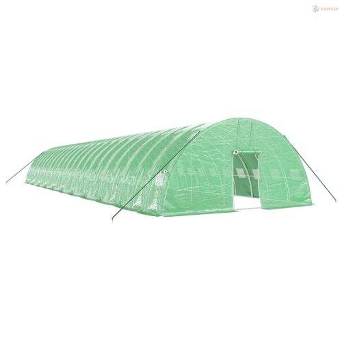 Zöld acélvázas melegház 132 m² 22 x 6 x 2,85 m