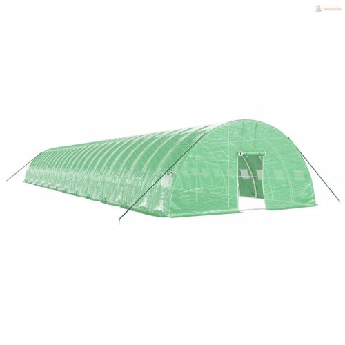 Zöld acélvázas melegház 144 m² 24 x 6 x 2,85 m